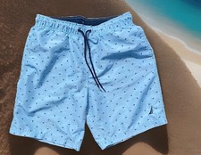 NAUTICA YOUTH SWIM TRUNKS CH/S LIGHT BLUE WITH DARK BLUE WHALES