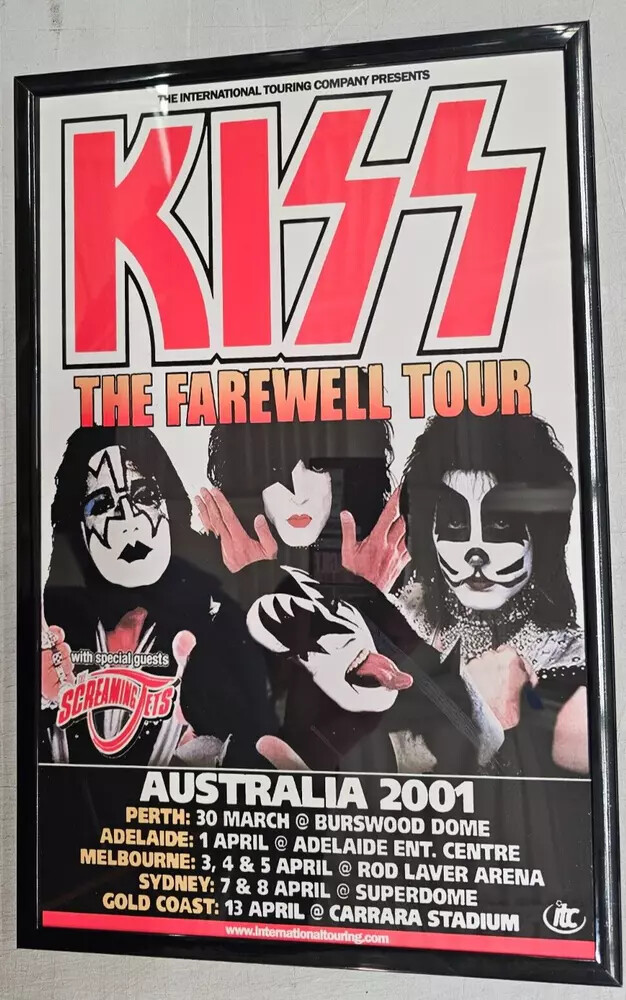 KISS 2001 Australia Tour Concert Poster 11 X 17 Framed