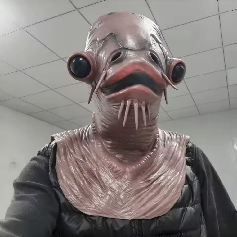 Horror Bagre Monstruo Pez Máscara Película Juegos con disfraces Cuerno Diablo Cabeza Cubierta Halloween