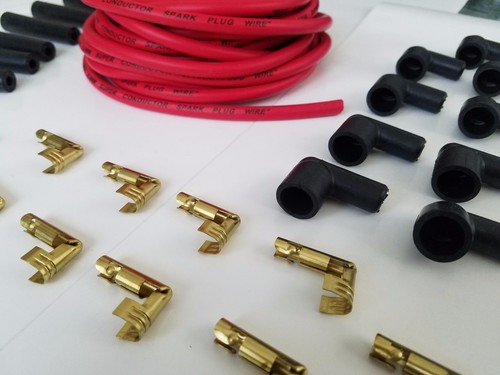 Universal MSD Super Conductor 8.5mm Red Spark Plug Wire Socket kit v8 180 Degree - Picture 3 of 3