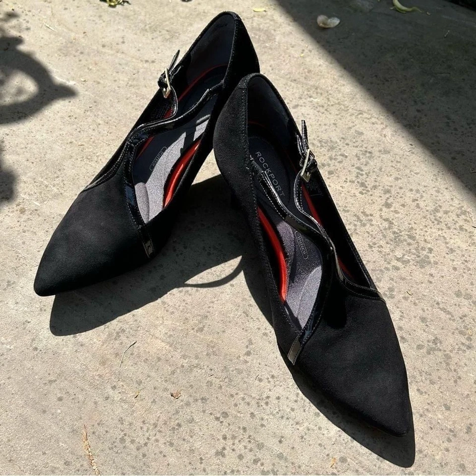 [6.5] Zapato de oficina perfecto Rockport In Motion negro con tiras de tacón de gatito nuevo sin etiquetas Foto 2 de 4