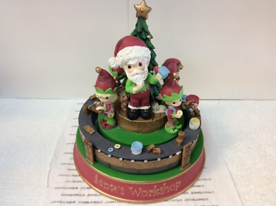 PRECIOUS MOMENTS SANTA'S WORKSHOP ROTATING MUSICAL New in box