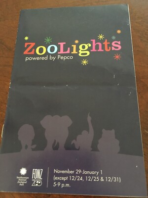 Washington, DC Zoo Lights 2013 Brochure/Guide/Map - National Zoological Park