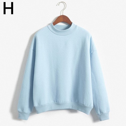 Women's Crew Neck Sweater Pullover Plain Velvet Fleece Long Sleeve Tops Casual - Foto 20 di 84