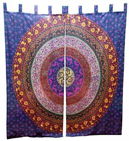 Indian Mandala Print Kitchen Window Curtains Curtain & Valance Set Dorm Tapestry - Afbeelding 1 van 2