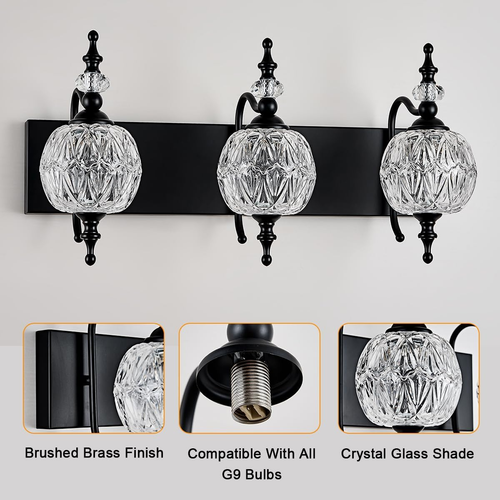 Black 3 Lights Bathroom Vanity Light Fixtures, Modern Bathroom Lighting Paint...