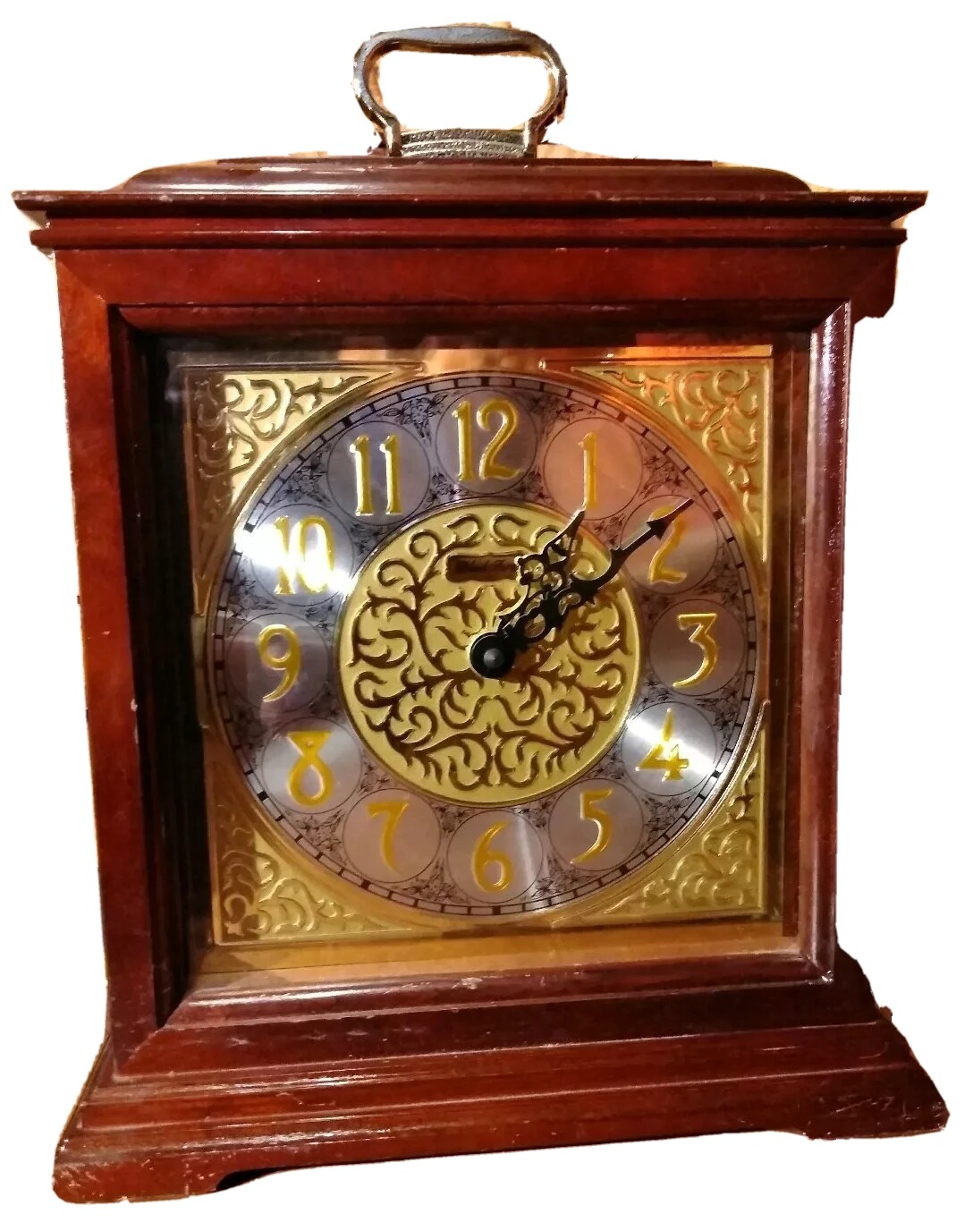 Black Forest Clock Brown Wood & Gold Acc Sound Germany Hermle Quartz Collectible