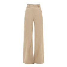 Summer women's solid color casual pants with high waist and wide legs