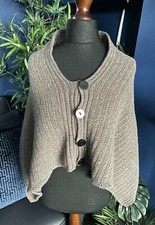 Fisherman Out of Ireland Wool Cashmere Light Brown Cape Cardigan Womens