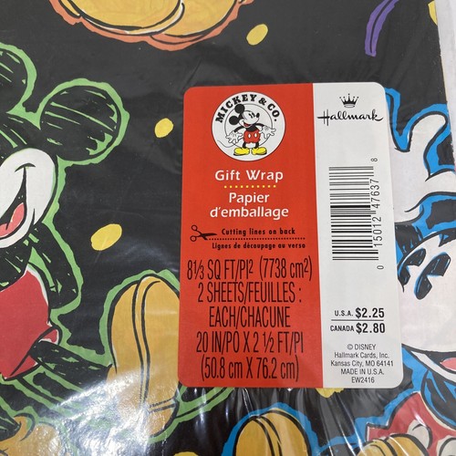 Vintage Disney Mickey Mouse Gift Wrap Wrapping Paper Hallmark New Package - Picture 2 of 3