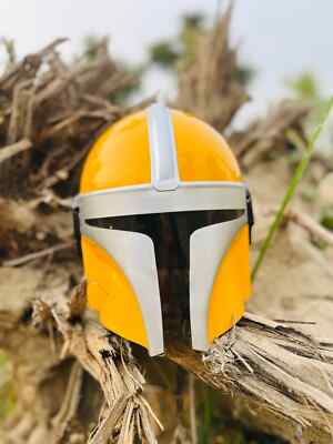 Star War Yellow and Silver Mandalorian Helmet / The Mandalorian 