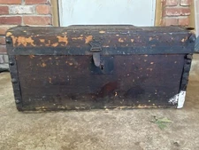 Antique Steamer Trunk Pat Nov 30 1889  Little TIN Wooden 24x12x11