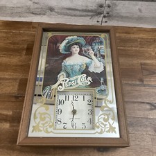 1973 Vintage Pepsi Cola Wooden Bar Mirror Wall /George Nathan Clock