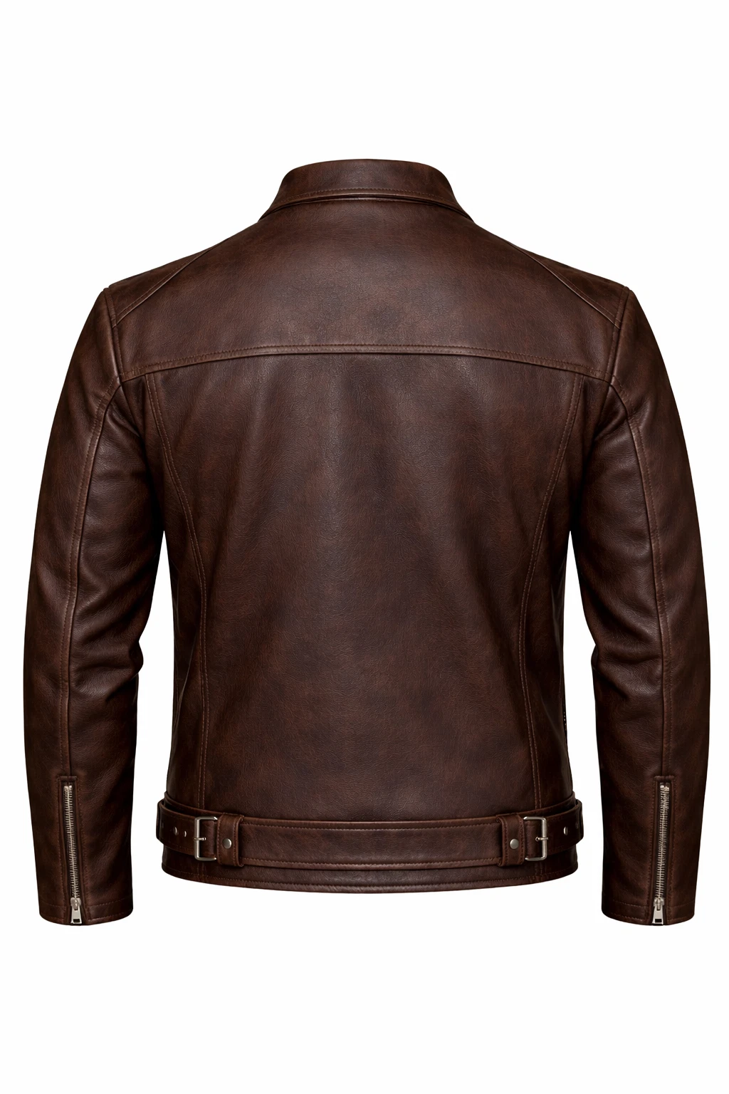 Men’s Genuine Dark Brown Leather Jacket, Quilted Lined Zip Front Classic Fit - product detail image 2