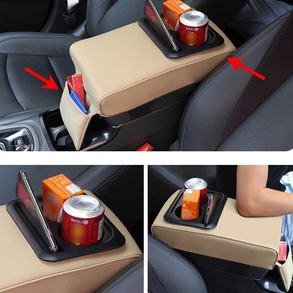 Center Console Cover w/ Cup Holder Car Armrest Cover for Protecting Armrest Box - Image 2 of 4
