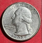 1935 US Washington SILVER Quarter! Philadelphia Mint! AU! Old US Coin!