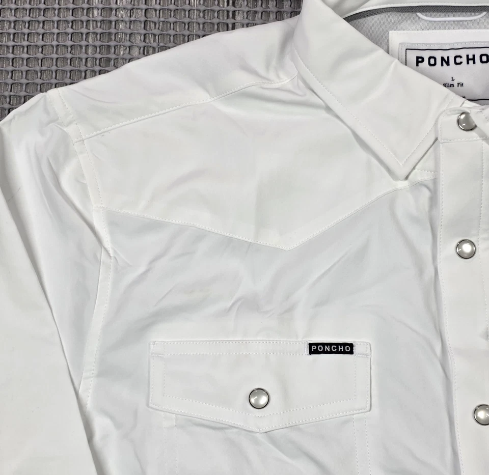 Poncho Camisa Para Hombres L Calce Ajustado Blanco Sólido Ventilado Perla Occidental Pesca a Presión Foto 4 de 4