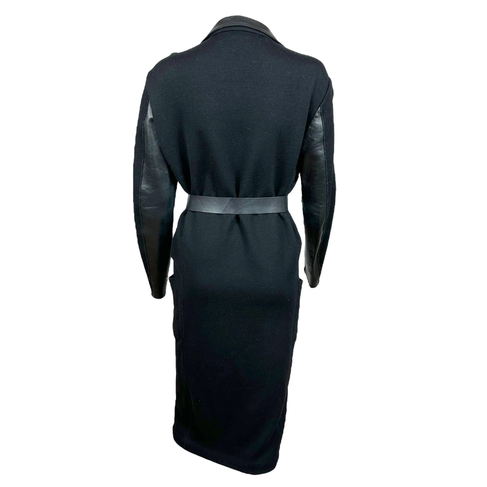 Bottega Veneta Black Leather & Wool Knit Trench Coat thumbnail 5