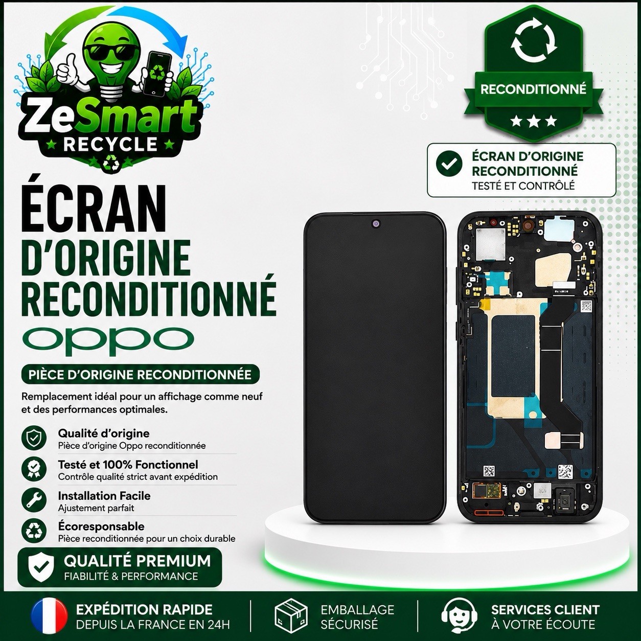 Ecran Origine Reconditionné avec Chassis pour OPPO FIND X9 Noir