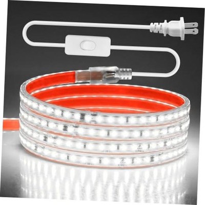 120V LED Strip Lights 6FT Flexible Outdoor Lighting Waterproof 2M Cold White
