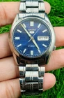 Vintage Of Seiko 5 Automatic 21 Jewels Men Watch Day Date Blue Dial 7S26-03B