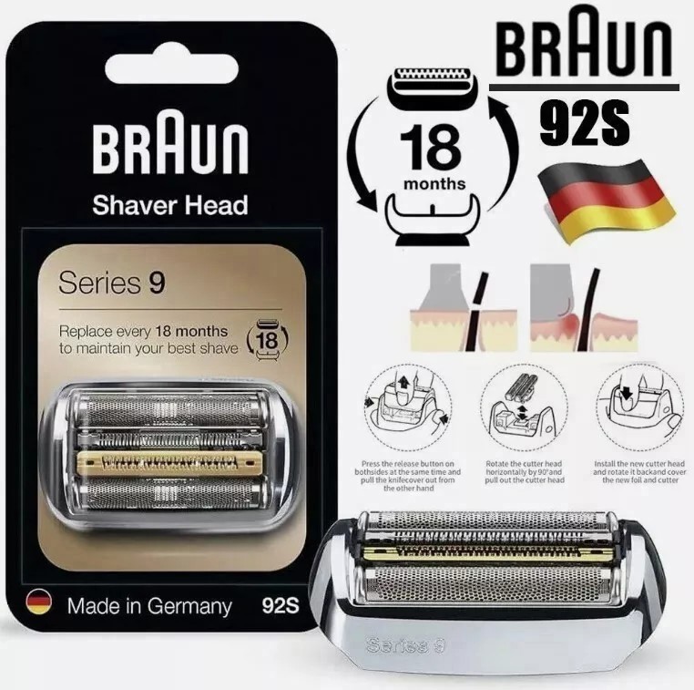 Original Nuevo Braun 92S Series 9 Cabezal de Afeitado Repuesto Compatible Afeitadora Accesorios