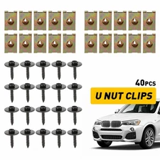 40pcs U-Nut Clips Speed Fastener & Hex Bolts Fender Shield Retainer Screw Black