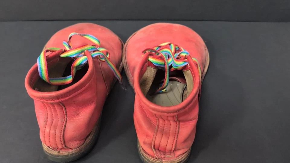 Raro Original De Colección Auténtico Grande Colorido Mantequilla Cuero Suave Circo Payaso Zapatos Foto 3 de 4