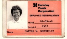 Vintage 1948 The Hershey Foods Corporation Employee ID Identification Card