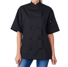 HiLite Classic Black Unisex Short Sleeve Chef Coat - 530BK
