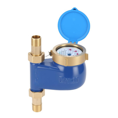 DN20 Vertical Water Meter with 3/4'' NPT Couplings, Heavy Brass Cold Water Meter