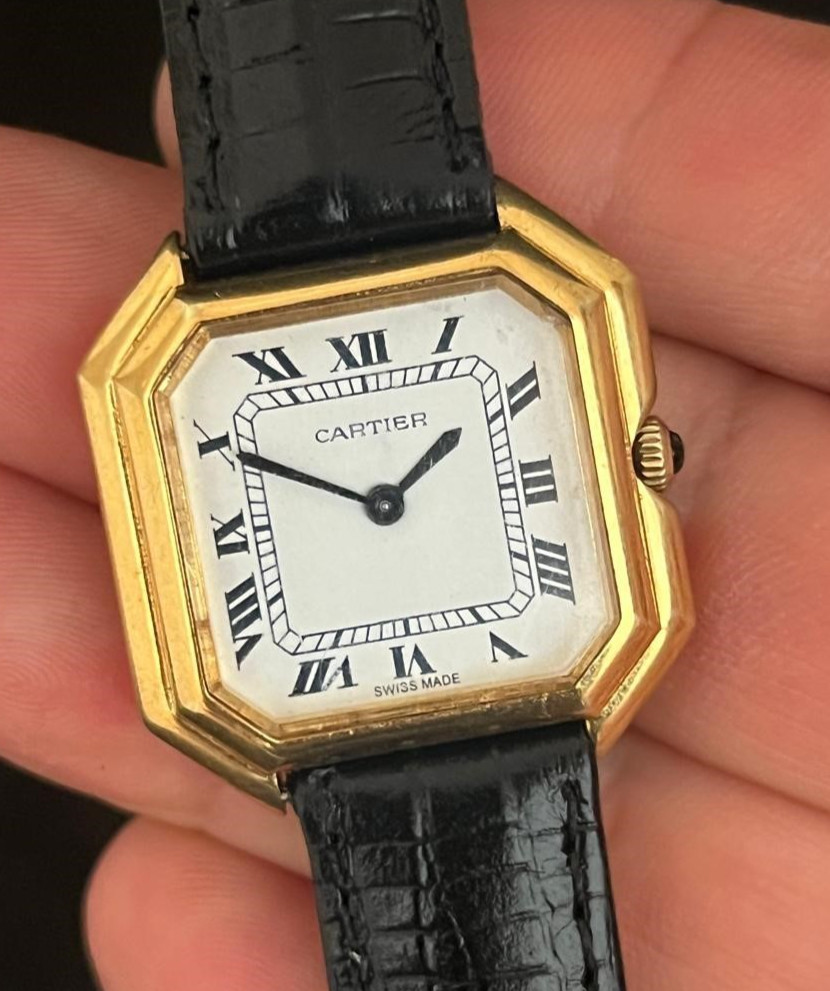 27mm STYLE VINTAGE CARTIER 18K 1970s OCTAGON GOLD ELECTROPLATED - vintagewatches.pk