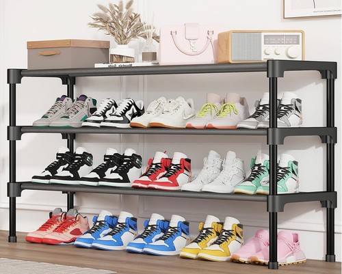 Long Shoe Rack - 3 Tier Shoe Organizer for Closet, Entryway, Garage - Stackable - Picture 6 of 7