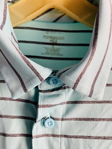 Members Mark Active Polo Size M Lt. Green stripe Moist wicking UV protect - Picture 2 of 5