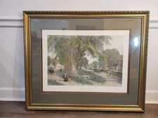Albert Fitch Bellows "The Village Elms, Sunday Morning In New England" engraving