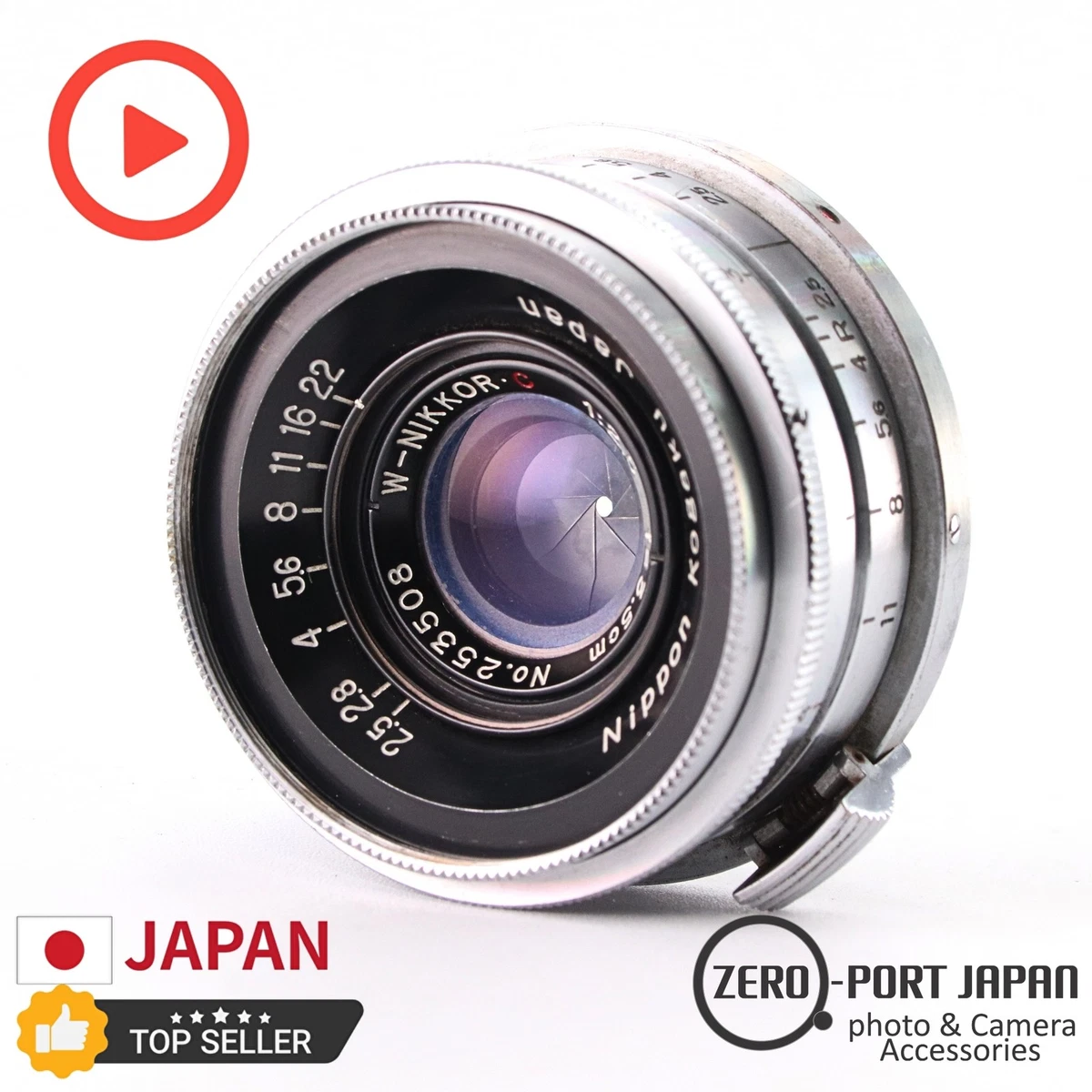 Nikon NIKKOR W Camera Lenses 35mm Focal f/2.5 Maximum Aperture for