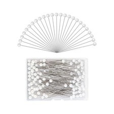 100 PCS Straight Pins Faux Pearl Heads White Bouquet 2.6 Inch Round Sewing