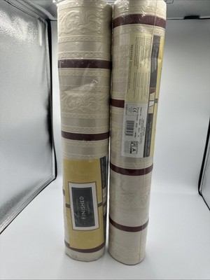 Fine Decor 99406F Wallpaper 2 Rolls Unopened Cream Red Stripe Floral 55 Sq Ft