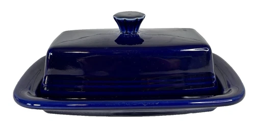 HLC Fiesta USA Cobalt Blue Butter Dish  Fiestaware Covered 2 Pc. Retired Kitchen