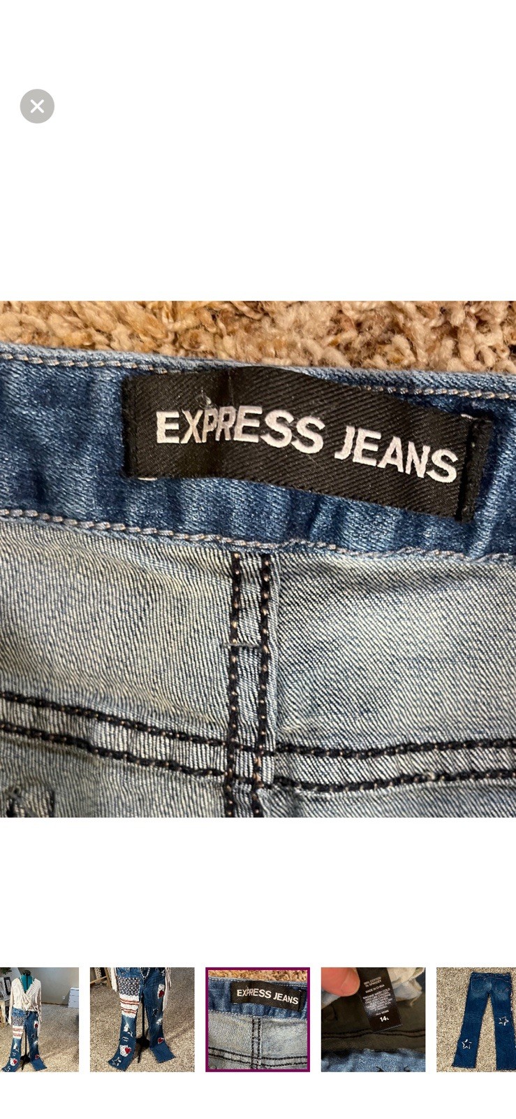 Upcycled Express Distressed Patchwork Embroidered… - image 4