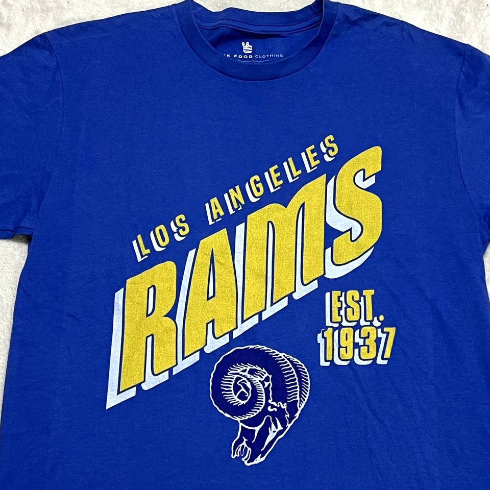 Camiseta deportiva azul NFC marca comida chatarra Los Angeles Rams NFL para hombre mediana Foto 2 de 4