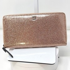 Kate Spade Mavis Street Neda Embellished Zip Wallet in Rose Gold Glitter