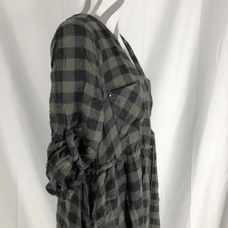 Túnica Babydoll Thallis Torrid Emma Negro Verde Búfalo Cuadros 1/2 Cremallera 3/4 Slv 0 Foto 3 de 4