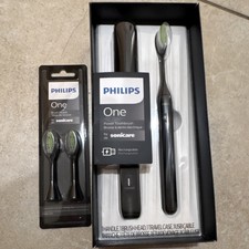 Philips One Sonicare Electric Toothbrush Black w/ Travel Case & 2 Brush Heads
