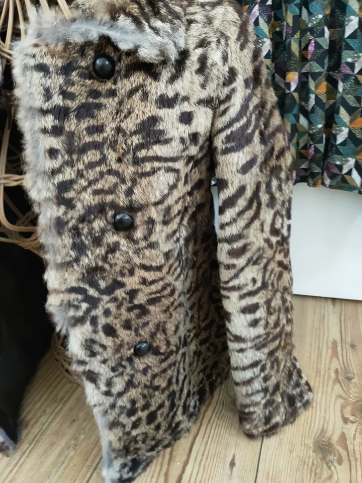 Isabel Marant primo Real Rabbit Fur Leather Jacket 34 Uk6 TTS leopard print - Image 4 of 4