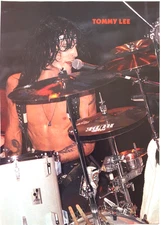 MOTLEY CRUE TOMMY LEE/NIKKI SIXX LIVE 2-SIDE 80'S MAGAZINE PINUP POSTER CLIPPING