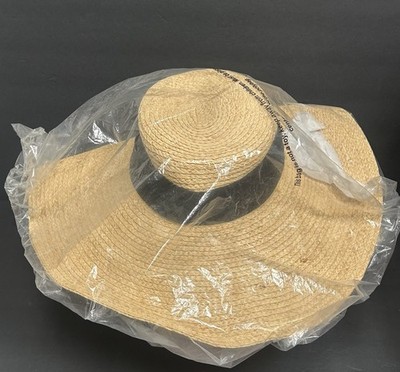 NEW Hat Attack Women's Large Brim Floppy Boho Raffia Sun Hat