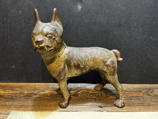 Antique Hubley Cast Iron French Bulldog Doorstop with Original Painted Finish