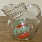 Vintage 1950’s Anchor Hocking Glass  Tomato Motif Juice Pitcher
