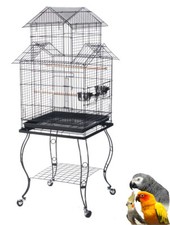 55" Triple Roof Top Medium Parrot Bird Green Cheek Conure Rolling Standing Cage